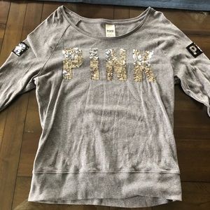 Pink long sleeve sequin shirt